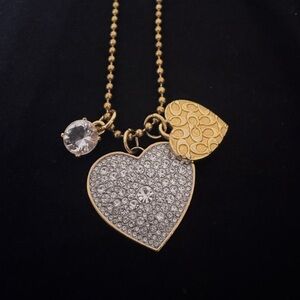COACH crystal-embellished heart pendant necklace